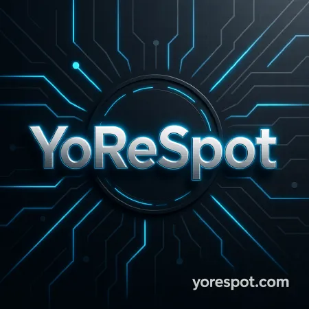 YoReSpot logo — metallic wordmark on circuit board background